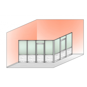 Italfrom Silver Ox Partizioni Modulari per Ufficio 4x3 M con Perline in Vetro Satinato di Alluminio su 2 Lati in Misure 2x2 M 2x3 M 3x3 M - Product Image 1