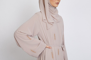 アラビアンイスラム服カスタムシフォンビーズオープンアバヤ女性用イスラム教徒用ドレス - Product Image 6