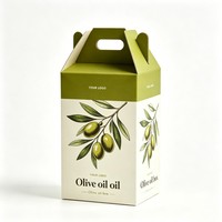 Boîte d'emballage en papier pliable personnalisée de haute qualité, boîte avec fenêtre transparente en PVC, boîtes cadeaux pour bouteilles d'huile d'olive avec poignée découpée