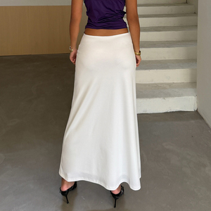 Women's Chinese Style Plain Dyed Breathable Summer <b>Maxi</b> Skirt Elegant Beach Vacation Anti-Exposure <b>White</b> A-Line Skirt - Product Image 6