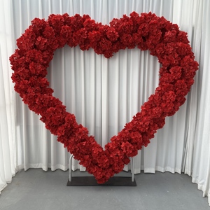 Arco de flor Rosa artificial en forma de corazón, arco de flor de boda rosa de seda, arco de flor de corazón de amor para arreglos de eventos. - Product Image 6