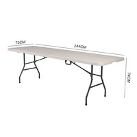 Tables pliantes rectangulaires blanches en plastique moulé par soufflage de 8 pieds pour événements extérieurs, portables, vente en gros