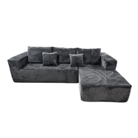 US-Kostenloser Versand Graues Komprimiertes Ecksofa im Karton L-Form China Boneless Sofa Couch