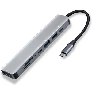 7 में 1 यूएसबी हब के साथ एल्यूमीनियम Desgin प्रकार-सी हब Multiport डॉक स्टेशन 4K HDMI USB3.0 पीडी चार्ज TF/एसडी एडाप्टर मैकबुक प्रो के लिए