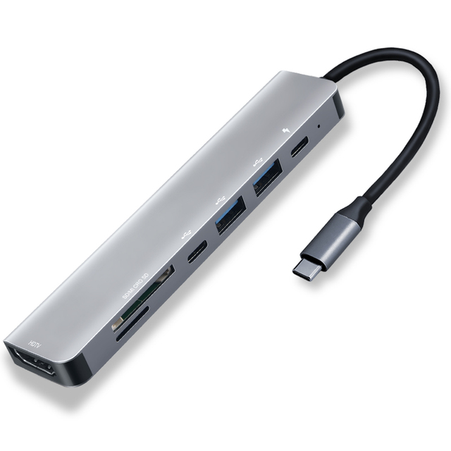 Justlink 7 in 1 USB-C Hub 4K HDMI 100W PD Fast Charging USB 3.0 SD/TF Docking Station for Office Home Laptop HDTV