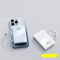 Batterie externe portable 10000mAh 20000mAh, charge rapide 22.5W, mini batterie externe avec câble intégré, cordon, écran LED