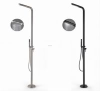 Colonne de douche autoportante en acier inoxydable pour extérieur, double fonction, pommeau de douche pluie, moderne, pour jardin, patio, salle de bain
