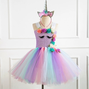 Costume da Unicorno per Bambine, Vestito Arcobaleno con Tutu e Fascia per Capelli, Regalo di Compleanno - Product Image 4
