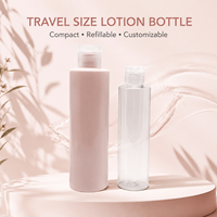 Flacon de lotion en plastique rechargeable de taille voyage personnalisé avec bouchon à clapet pour shampoing, gel douche, emballage de soins personnels