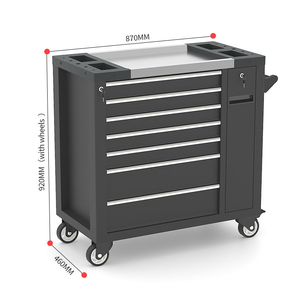 Chariot à outils robuste à 7 tiroirs, verrouillable avec roues, idéal pour les garages et les ateliers de réparation - Product Image 3