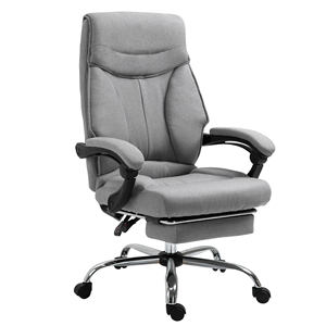 Silla de Oficina Giratoria Ergonómica Vinsetto, Silla de Escritorio con Ruedas, Reposapiés Retráctil y Reclinable de 135 °, Altura Ajustable, Gris - Product Image 1