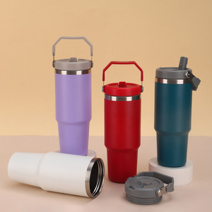 DD3991 Gobelet isotherme anti-fuite avec couvercle torsadé et paille rabattable, avec poignée, 30 oz, pour le camping - Product Image 5