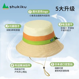 Shukiku Chapeau de protection solaire pour enfants, motif éléphant rose, UPF50+, chapeau de pêcheur respirant pour enfants de 2 à 4 ans - Product Image 4