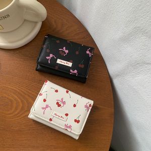 Nueva Cartera Pequeña y Portátil para <span class=keywords><strong>Mujer</strong></span>, con Estampado de Cerezas y Lazo, de <span class=keywords><strong>Cuero</strong></span> PU Impermeable, para Monedas - Product Image 1