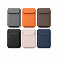 Dompet Kartu Magnetik MagSafe untuk Ponsel, Bahan Kulit PU Tipis, Tempat Kartu Kredit dengan Penyangga dan Kancing Magnetik untuk iPhone