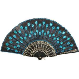 Nuevo Abanico Plegable Ecológico Estilo Gitano Europeo, Multicolor, de Bambú con Diseño de Pavo Real para Fiestas - Product Image 4