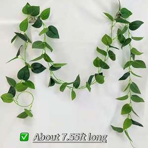 ใบไม้และกิ่งไม้ปลอมขายส่ง พืชสีเขียว เถาวัลย์ใบไม้สีเขียวและไม้เลื้อย เถาวัลย์ดอกไม้ประดิษฐ์ - Product Image 2