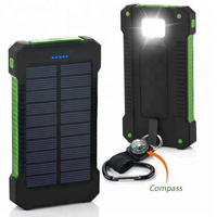 Batterie solaire étanche - 20000 mAh, double USB, batterie Li-polymère avec sortie 25W et lumière d'appoint pour les voyages