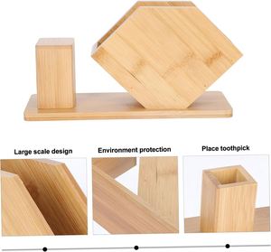 Multi-Functional Natural Bamboo Napkin Holder Tissue Dispenser with <b>Toothpick</b> Box for Coffee Shop Accessory Hotel Supplies - Product Image 2