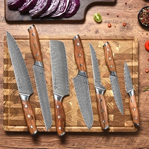 Coltello multiuso in legno naturale da 7 pollici in acciaio giapponese damasco Santoku coltello da cucina piccolo coltello - Product Image 4