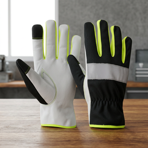 Gants de travail en cuir PU avec embouts antidérapants, bracelet élastique, gants de sécurité polyvalents - Product Image 5