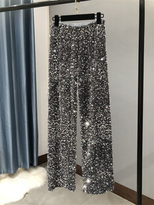 Autunno e inverno <span class=keywords><strong>pantaloni</strong></span> larghi con <span class=keywords><strong>paillettes</strong></span> ispessite drappo <span class=keywords><strong>pantaloni</strong></span> per pulire taglie forti <span class=keywords><strong>pantaloni</strong></span> lunghi dritti lucidi da donna - Product Image 6
