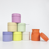Bocaux en plastique de paille de blé écologique de 75ml contenant de cosmétiques recyclés pour les lotions de soins de la peau crèmes pour le visage rechargeables