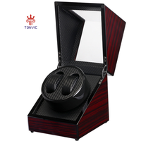 TONVIC Remontoir automatique double pour montres avec moteur silencieux Boîte de présentation en cuir PU Organisateur de rangement de bijoux Boîtes de montres