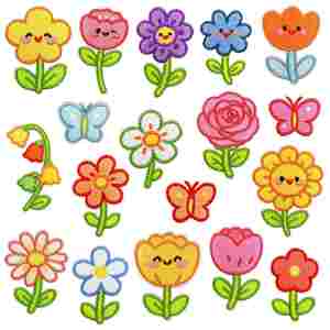 Nuevo Parche Termoadhesivo Bordado con Varios Diseños de Flores de Tulipán, Rosas y Mariposas para Decorar Sombreros, Bolsos y Fundas de Teléfono - Product Image 1