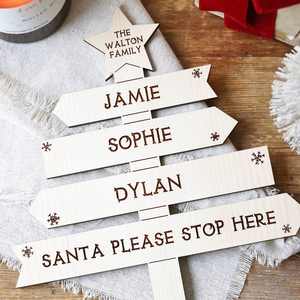 HOT SALE Personalised door sign family name <strong>Wooden</strong> Christmas Tree Family <strong>Signpost</strong> - Product Image 2