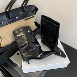 Bottines d'hiver à bout carré style western, personnalisées, grandes bottes fines à enfiler, à talon très haut pour femme - Product Image 3