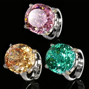 High Quality Jewelry Eco-friendly Copper 18*20MM Imitation Multiple Colors Gemstones <b>Adjustable</b> <b>Ring</b> for Premium Craftsmanship - Product Image 3