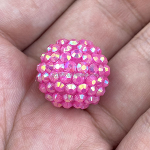 DIY warna Solid 20mm berlian imitasi Chunky Resin Bubblegum akrilik manik Spacer untuk pena perhiasan membuat bulat pemasok manik-manik - Product Image 6