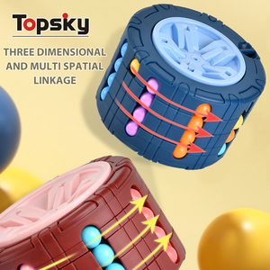 Vui Ngón Tay Quay Xoay Đậu Cube 3D Xe Lốp Đậu Ngón Tay Đồ Chơi Căng Thẳng Cứu Trợ Quay Hạt Câu Đố Spinner Trượt Cube - Product Image 5