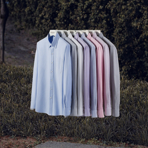 Chemise Formelle Homme Printemps-Automne en Coton Biologique Écologique à Manches Longues 300g Popeline Séchage Rapide Couleur Unie Logo Personnalisé - Product Image 3