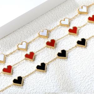Pulsera de Corazón Colorida de Moda, Chapada en Oro de 18k, de Acero Inoxidable, Personalizable al por Mayor, Joyería para Mujer - Product Image 2