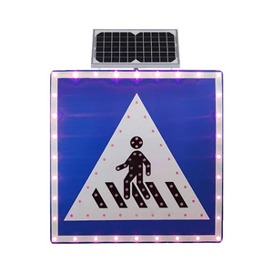 Nhà Máy bán hàng trực tiếp khả năng hiển thị cao 12V 5W IP65 vuông màu xanh năng lượng mặt trời <span class=keywords><strong>Powered</strong></span> LED Ngã Tư người đi bộ cảnh báo giao thông đăng nhập - Product Image 4