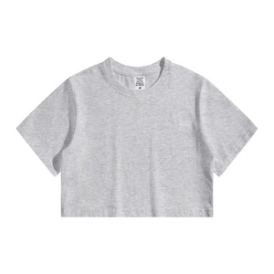 T-shirt gris mignon en coton pour <span class=keywords><strong>femme</strong></span> avec logo personnalisé COLOGND coloré XS taille décontracté court vêtements d'été - Product Image 2