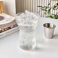 Vaso Transparente de Vidrio de Borosilicato de Alta Calidad Estilo INS de 400 ml para Fiestas, Café Helado, Desayuno, Leche