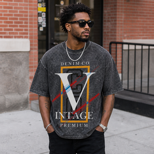 Camisetas de Hombre con Tinte Lavado al Ácido, Servicio OEM, Estampado Vintage Personalizado, Casual, Transpirable, 100% Algodón Tejido, Manga Corta - Product Image 1