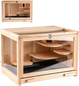 햄스터 케이지 나무 재질 씹힘 방지, 대형 햄스터 케이지 및 서식지, 아크릴 시트가 있는 개폐식 상단 - Product Image 1