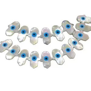 Perle di Hamsa di madreperla di alta qualità 8x10mm turchia Shell E Vil Eye Hand Fatima Pendant per gioielli fai da te