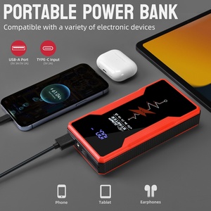 Nouvelle <span class=keywords><strong>Batterie</strong></span> de Démarrage d'Urgence pour <span class=keywords><strong>Voiture</strong></span> Grande Capacité 12V 12000mAh, Portable, pour Usage Extérieur, Noir et Rouge - Product Image 4
