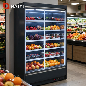 Vitrina refrigerada abierta tipo columna para supermercado, unidad independiente de doble puerta comercial, multideck. - Product Image 4
