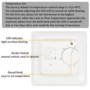Termostato de Calefacción por Suelo Radiante Eléctrico de 220V 16A, Termostato Manual para Cable de Calefacción por Suelo Radiante, Controlador de Temperatura con Sensor - Product Image 5
