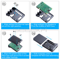 Boîtier Geeekpi Argon NEO pour Raspberry Pi 4, design minimaliste, boîtier fin en aluminium, refroidissement passif, robuste, portable, magnétique, H260