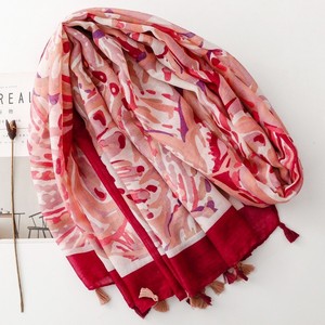 Fashion Lady Thin Long Scarf Creative Geometric Ragged Edge Warm <b>Shawl</b> for Women Printed Polyester Floral Breathable Travel - Product Image 2