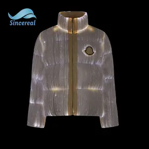 Ustom-Chaqueta de fibra óptica con luz led para hombre y mujer, Plumífero luminoso de moda para invierno