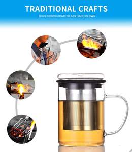 Ensemble <span class=keywords><strong>de</strong></span> tasses en <span class=keywords><strong>verre</strong></span> à large ouverture, écologiques et modernes, en borosilicate <span class=keywords><strong>de</strong></span> haute qualité, avec infuseur à <span class=keywords><strong>thé</strong></span>, faites à la main en bambou, 350 ml/450 ml - Product Image 2