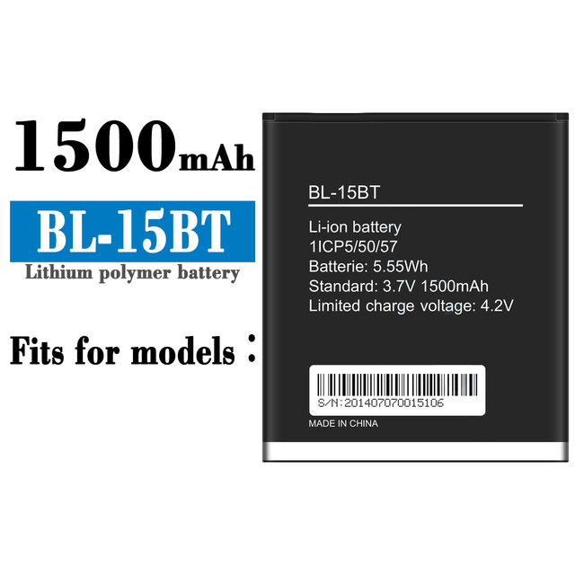 BL-15BT Factory Wholesale New Mobile Phone Battery with 1500mah High Capacity Rechargeable Phone Batteries for TECNO Y3